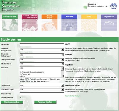 Deutsches Krebsstudien Register auf www.studien.de